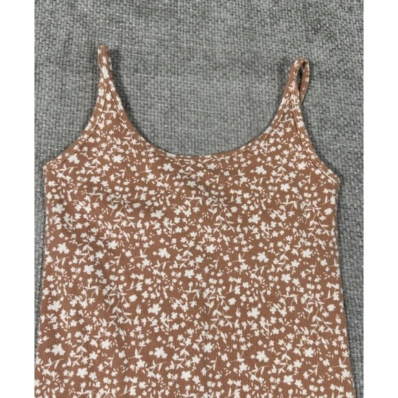 Old Navy Dress Womens Medium Tan Ditzy‎ Floral Ribbed Cami Mini - Picture 5 of 11